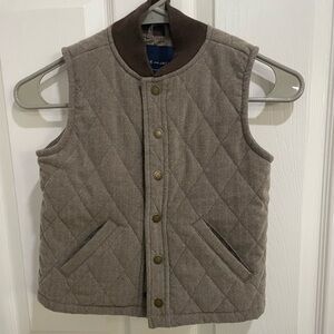 Boys Janie and Jack brown micro tweed snap front vest